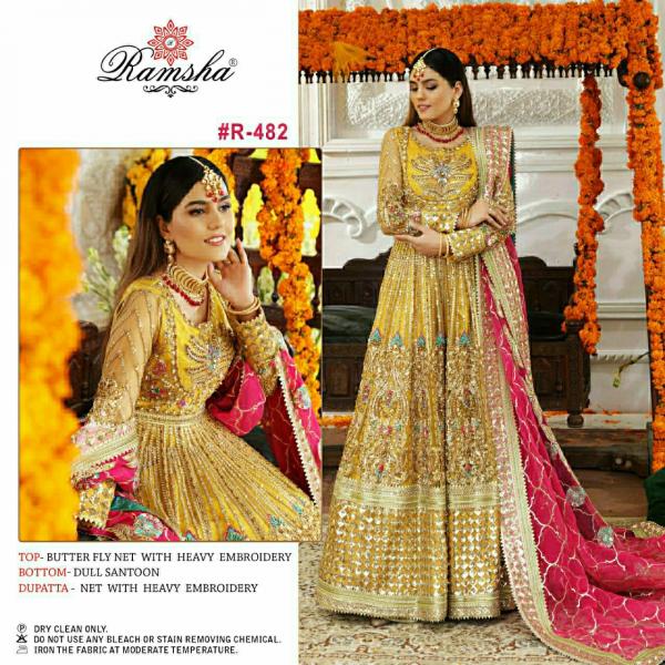 Ramsha R-481 to R-483 Net Embroidery Designer Pakistani Suit